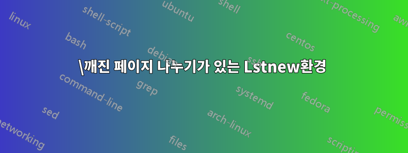 \깨진 페이지 나누기가 있는 Lstnew환경