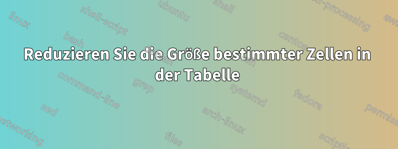 Reduzieren Sie die Größe bestimmter Zellen in der Tabelle