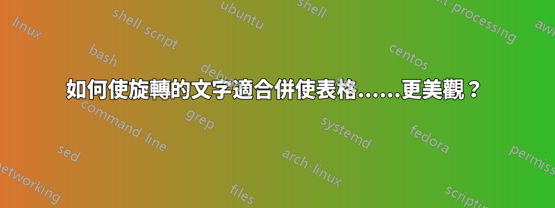 如何使旋轉的文字適合併使表格......更美觀？