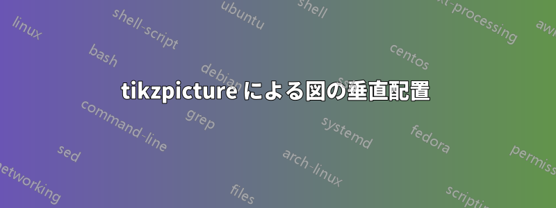 tikzpicture による図の垂直配置