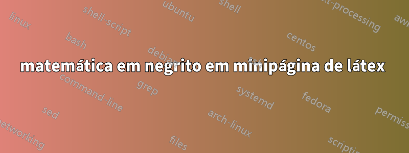 matemática em negrito em minipágina de látex