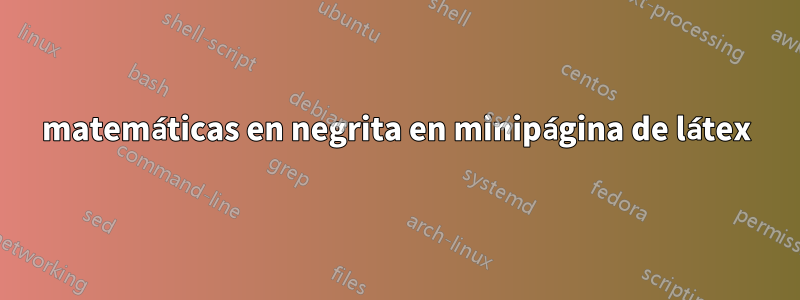 matemáticas en negrita en minipágina de látex