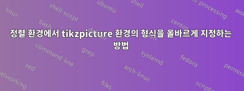 정렬 환경에서 tikzpicture 환경의 형식을 올바르게 지정하는 방법