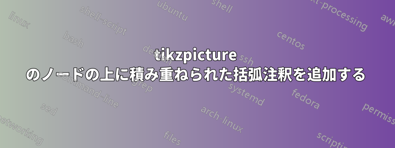 tikzpicture のノードの上に積み重ねられた括弧注釈を追加する