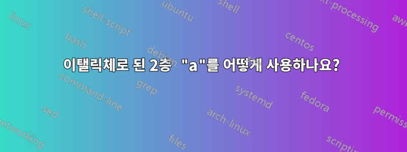 이탤릭체로 된 2층 "a"를 어떻게 사용하나요?