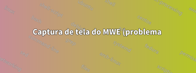 Captura de tela do MWE (problema)
