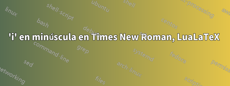 'i' en minúscula en Times New Roman, LuaLaTeX