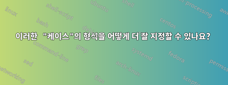 이러한 "케이스"의 형식을 어떻게 더 잘 지정할 수 있나요?