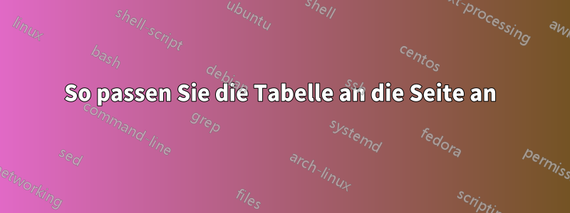 So passen Sie die Tabelle an die Seite an 