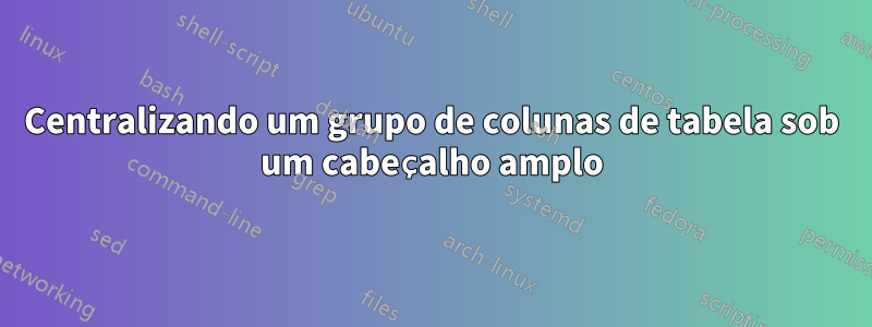 Centralizando um grupo de colunas de tabela sob um cabeçalho amplo