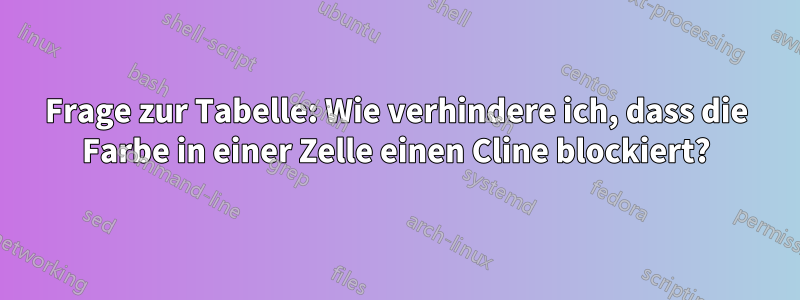 Frage zur Tabelle: Wie verhindere ich, dass die Farbe in einer Zelle einen Cline blockiert?