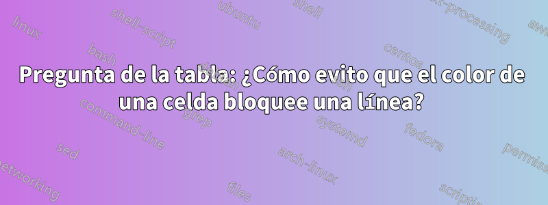 Pregunta de la tabla: ¿Cómo evito que el color de una celda bloquee una línea?