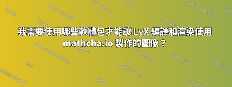 我需要使用哪些軟體包才能讓 LyX 編譯和渲染使用 mathcha.io 製作的圖像？