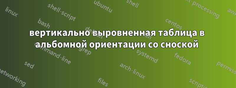 вертикально выровненная таблица в альбомной ориентации со сноской