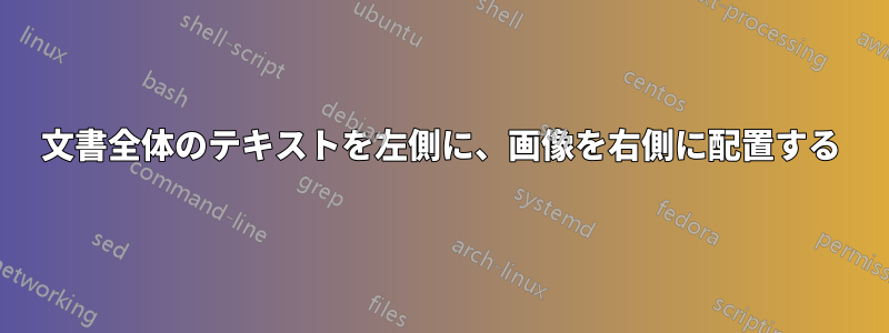 文書全体のテキストを左側に、画像を右側に配置する