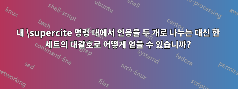 내 \supercite 명령 내에서 인용을 두 개로 나누는 대신 한 세트의 대괄호로 어떻게 얻을 수 있습니까?