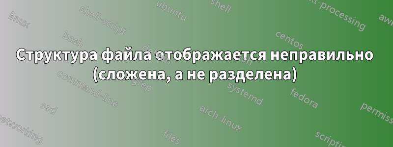 Структура файла отображается неправильно (сложена, а не разделена)