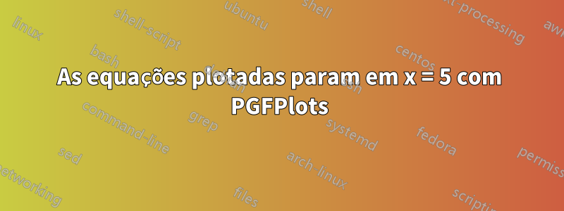 As equações plotadas param em x = 5 com PGFPlots