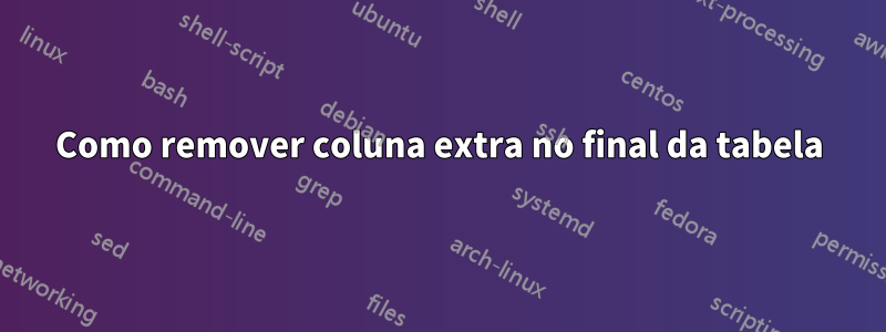 Como remover coluna extra no final da tabela