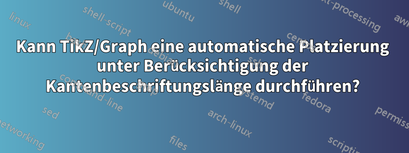 Kann TikZ/Graph eine automatische Platzierung unter Berücksichtigung der Kantenbeschriftungslänge durchführen?