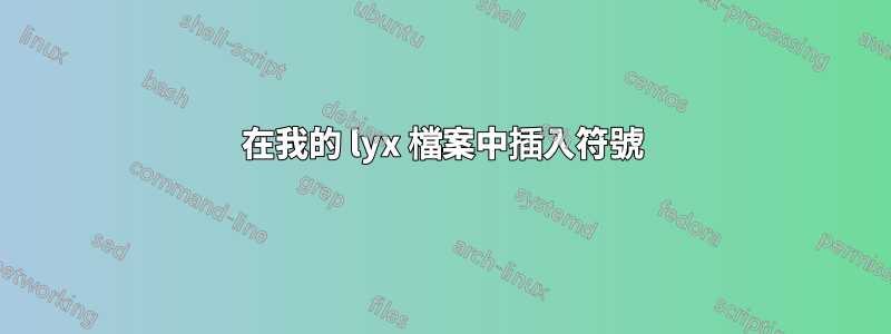 在我的 lyx 檔案中插入符號