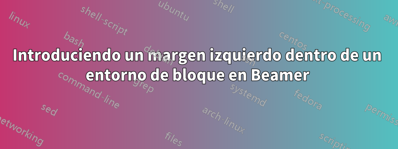 Introduciendo un margen izquierdo dentro de un entorno de bloque en Beamer