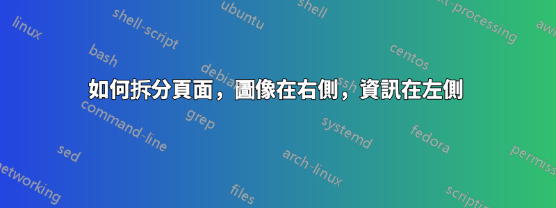 如何拆分頁面，圖像在右側，資訊在左側