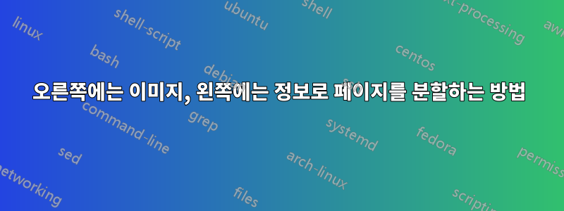 오른쪽에는 이미지, 왼쪽에는 정보로 페이지를 분할하는 방법