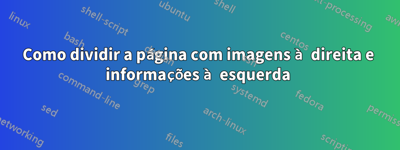 Como dividir a página com imagens à direita e informações à esquerda