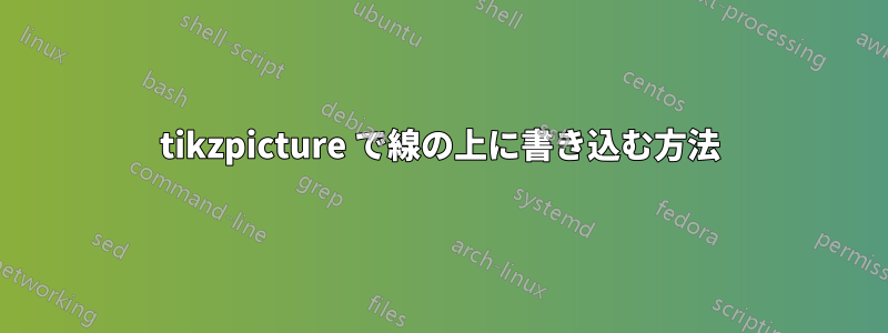 tikzpicture で線の上に書き込む方法