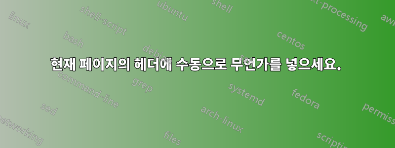 현재 페이지의 헤더에 수동으로 무언가를 넣으세요.