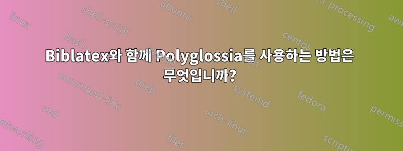 Biblatex와 함께 Polyglossia를 사용하는 방법은 무엇입니까?