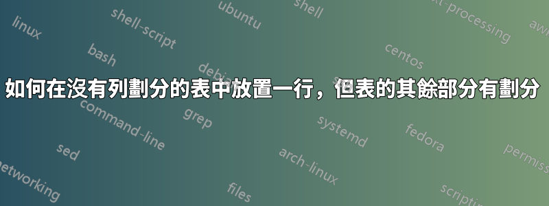 如何在沒有列劃分的表中放置一行，但表的其餘部分有劃分