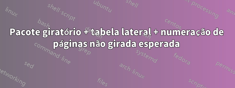 Pacote giratório + tabela lateral + numeração de páginas não girada esperada