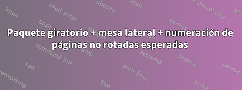 Paquete giratorio + mesa lateral + numeración de páginas no rotadas esperadas