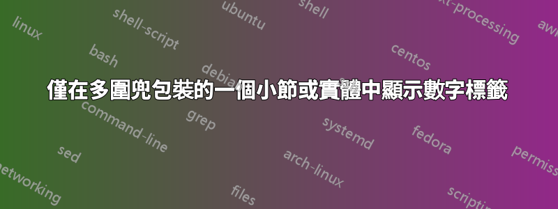 僅在多圍兜包裝的一個小節或實體中顯示數字標籤