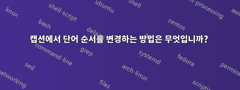 캡션에서 단어 순서를 변경하는 방법은 무엇입니까?