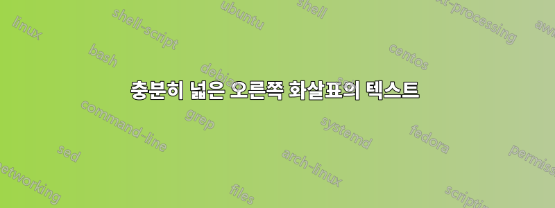충분히 넓은 오른쪽 화살표의 텍스트