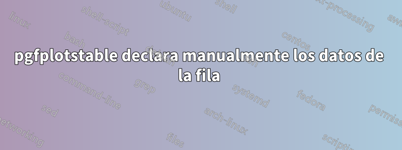 pgfplotstable declara manualmente los datos de la fila