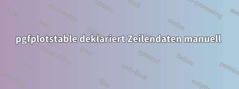 pgfplotstable deklariert Zeilendaten manuell