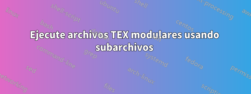 Ejecute archivos TEX modulares usando subarchivos