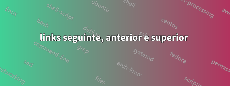 links seguinte, anterior e superior