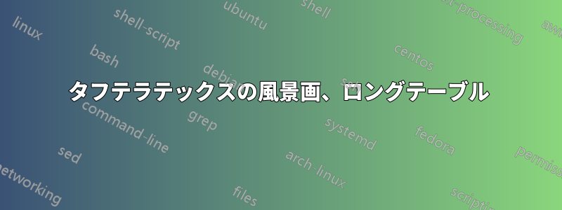 タフテラテックスの風景画、ロングテーブル