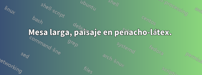 Mesa larga, paisaje en penacho-látex.