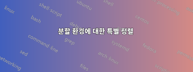분할 환경에 대한 특별 정렬