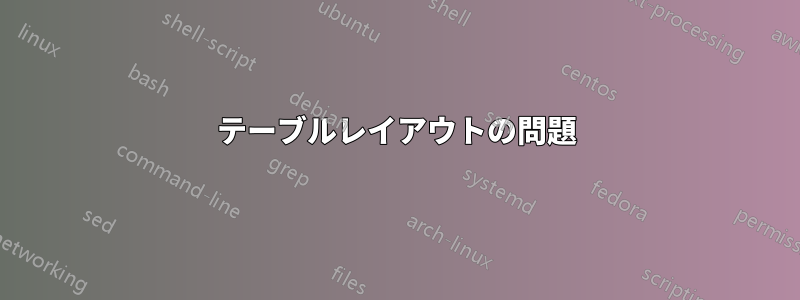 テーブルレイアウトの問題