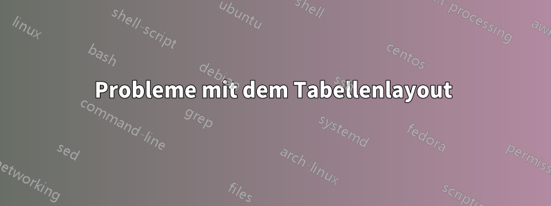 Probleme mit dem Tabellenlayout