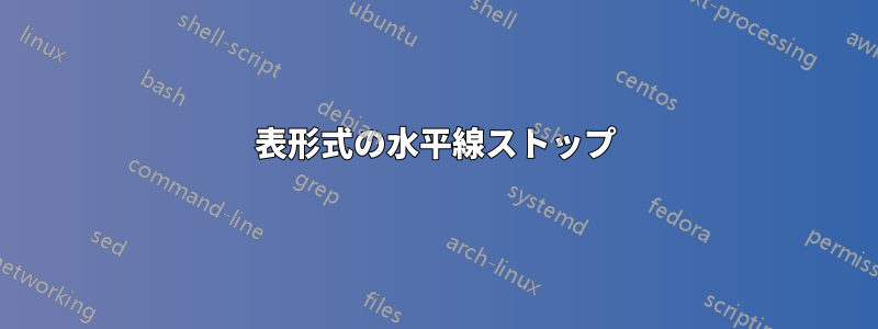表形式の水平線ストップ