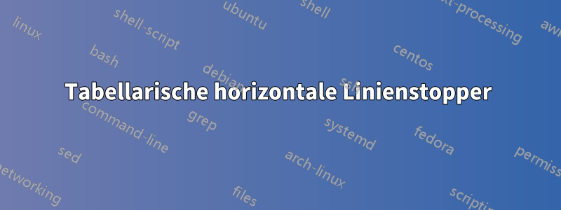 Tabellarische horizontale Linienstopper