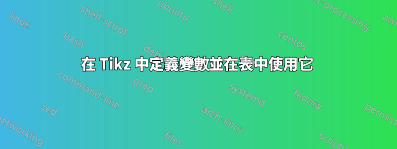 在 Tikz 中定義變數並在表中使用它